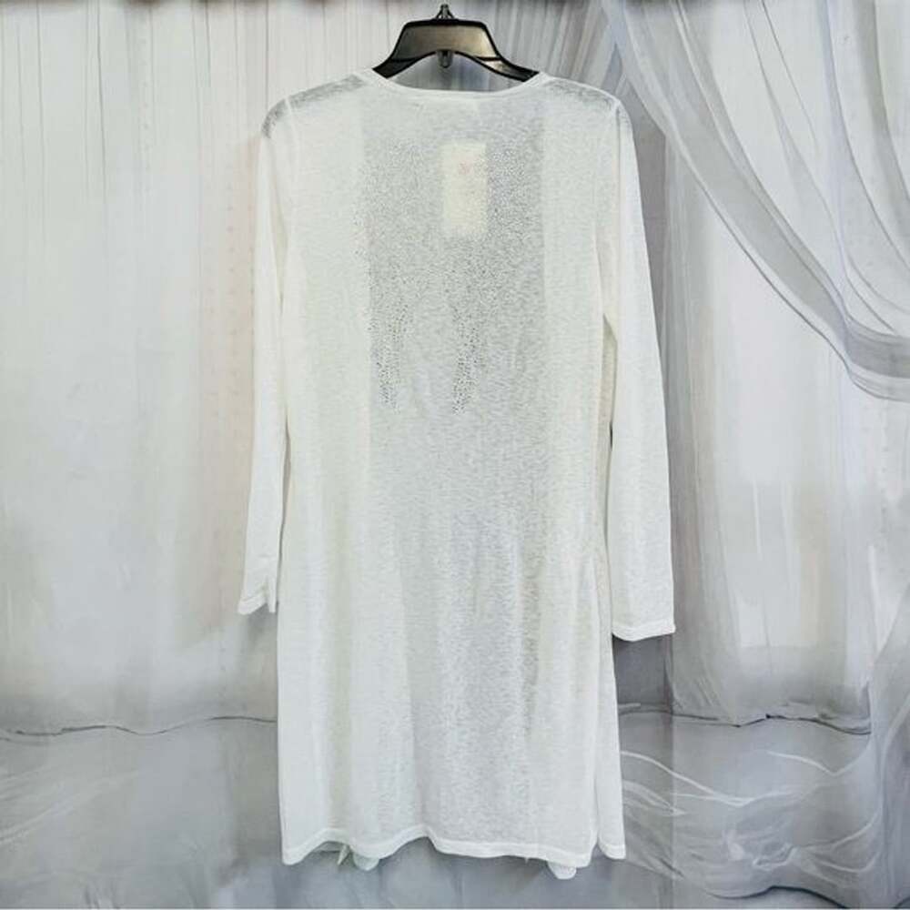 Sheer White Duster Top Rhinestone Angel Wings Open Cardigan Cover Sexy L XL Sexy